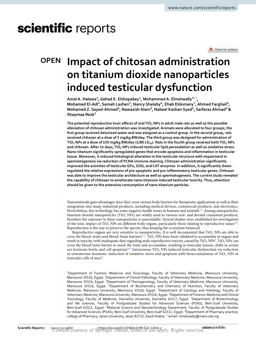 PDF) Impact of chitosan administration on titanium dioxide