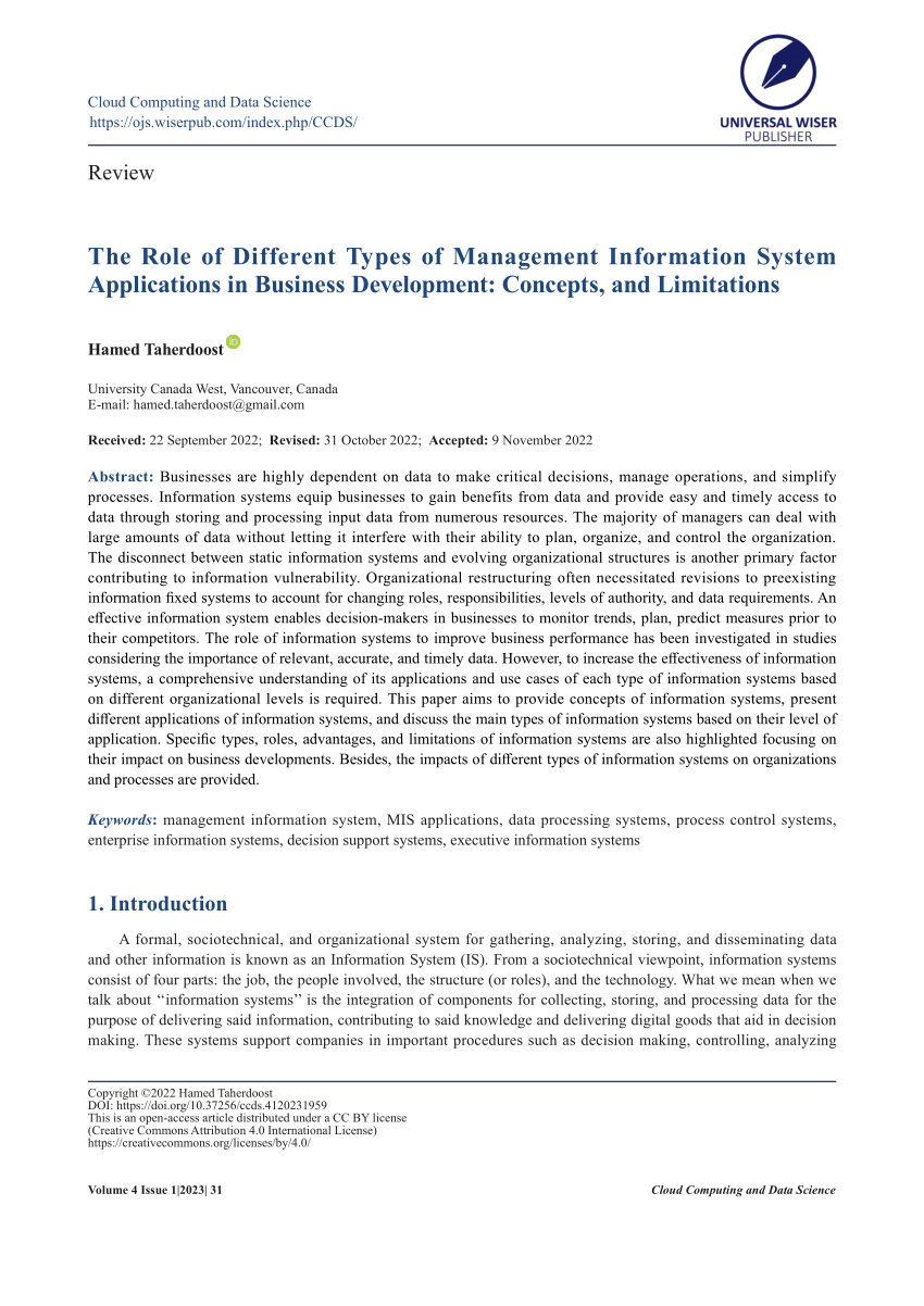 article review on management information system pdf