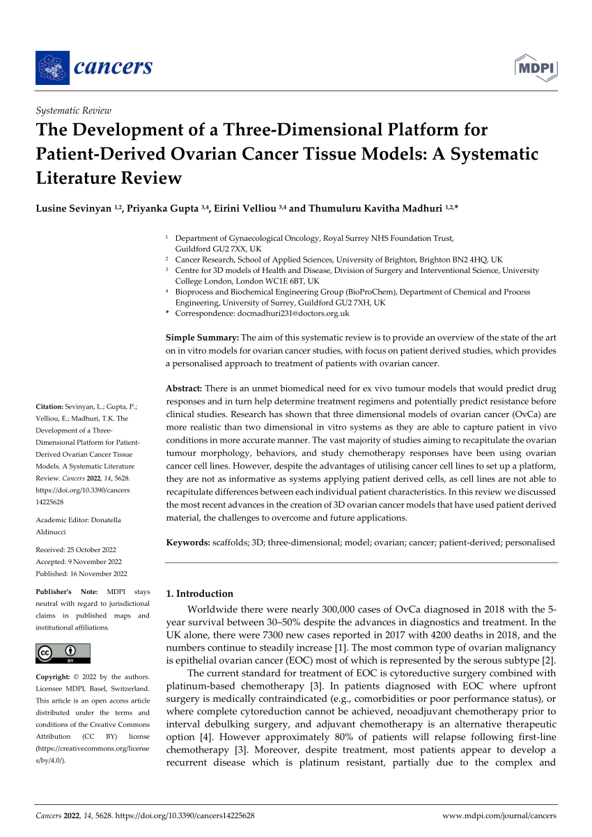 systematic literature review ovarian cancer