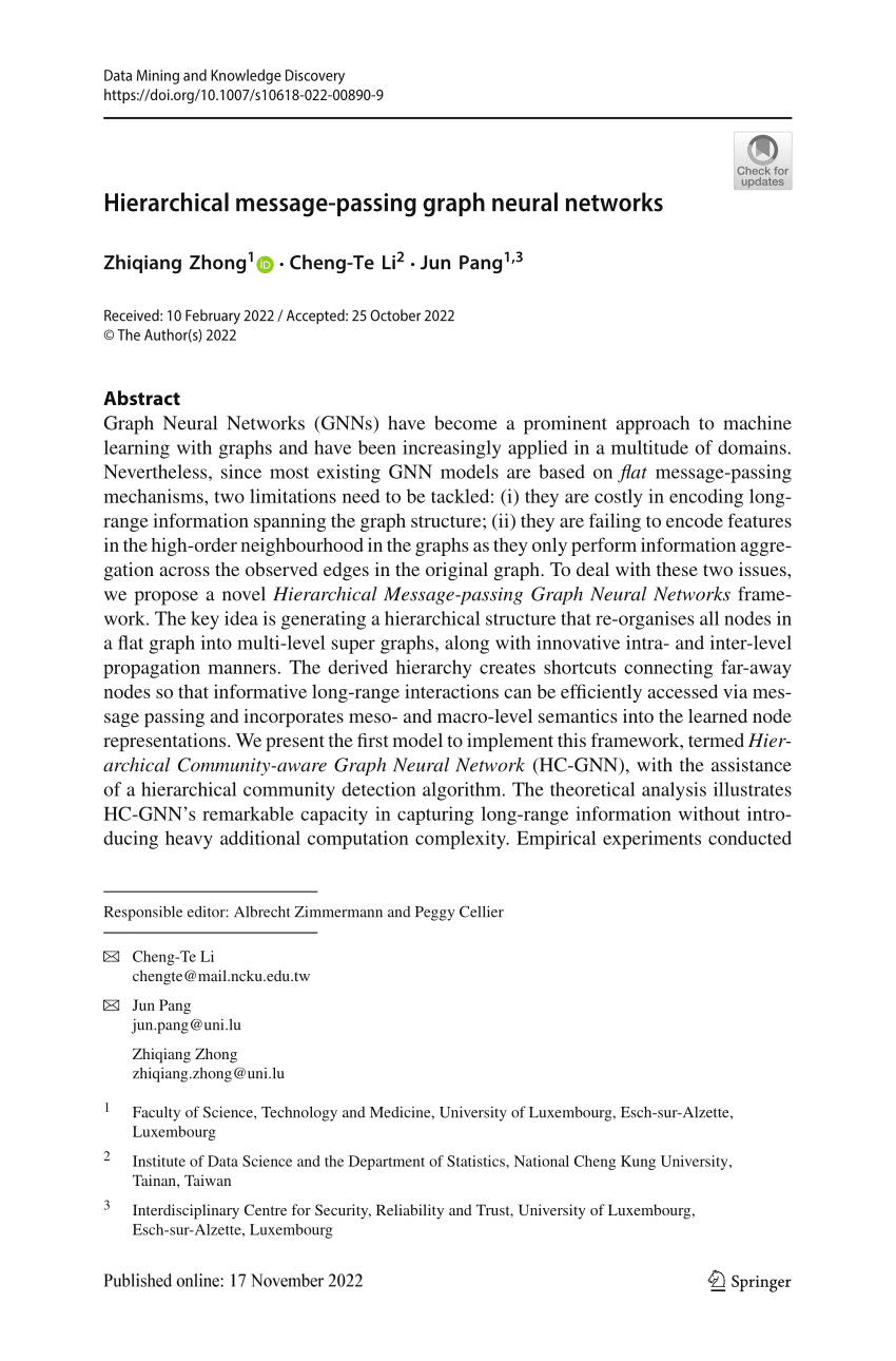 Pdf Hierarchical Message Passing Graph Neural Networks