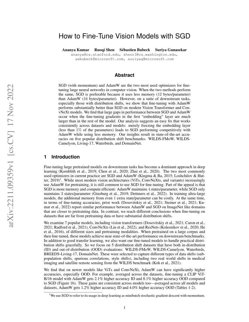 PDF) How to Fine-Tune Vision Models with SGD