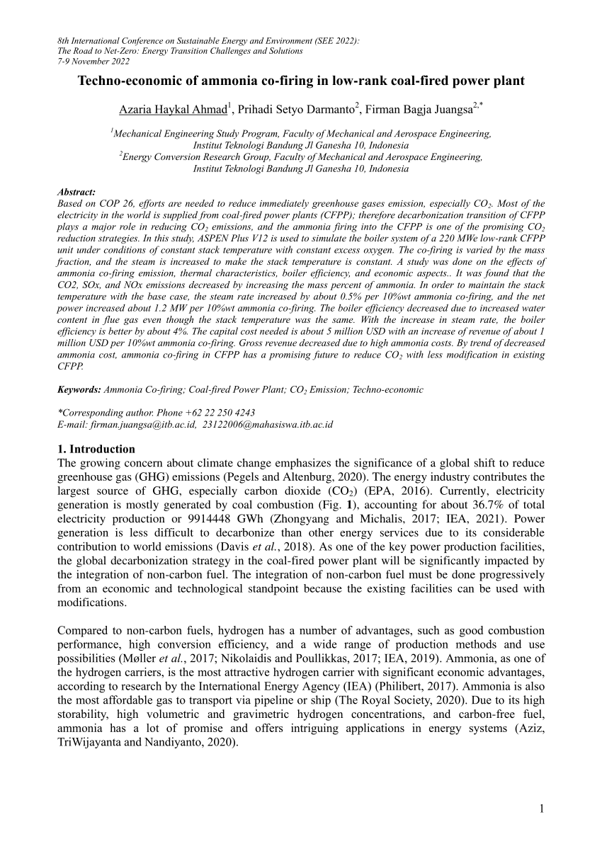 (PDF) Techno-economic of ammonia co-firing in low-rank coal-fired power ...