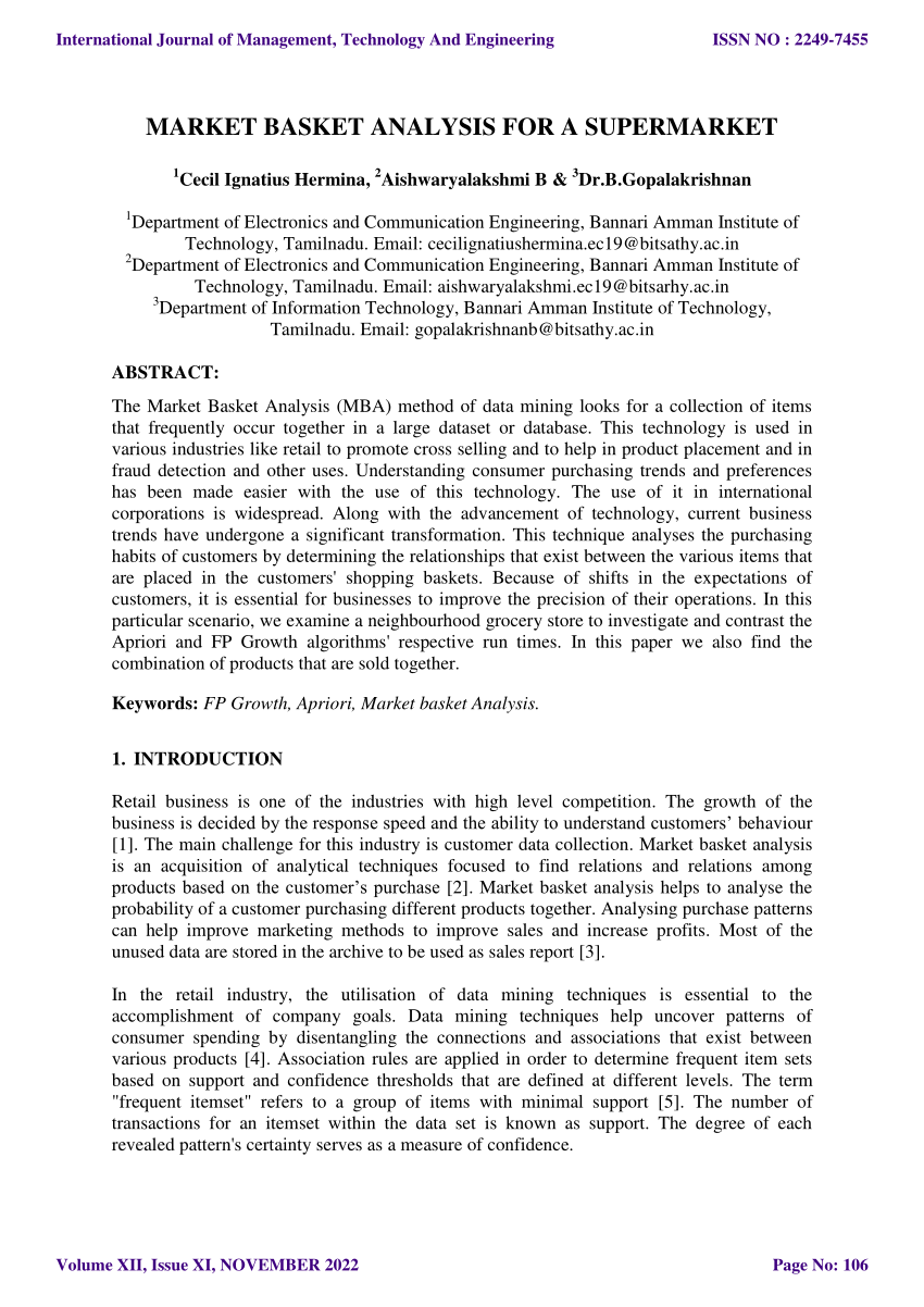 market basket analysis research paper pdf