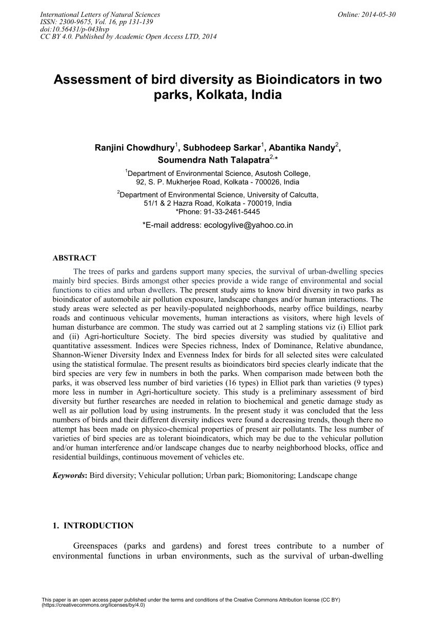 bird diversity research paper in india