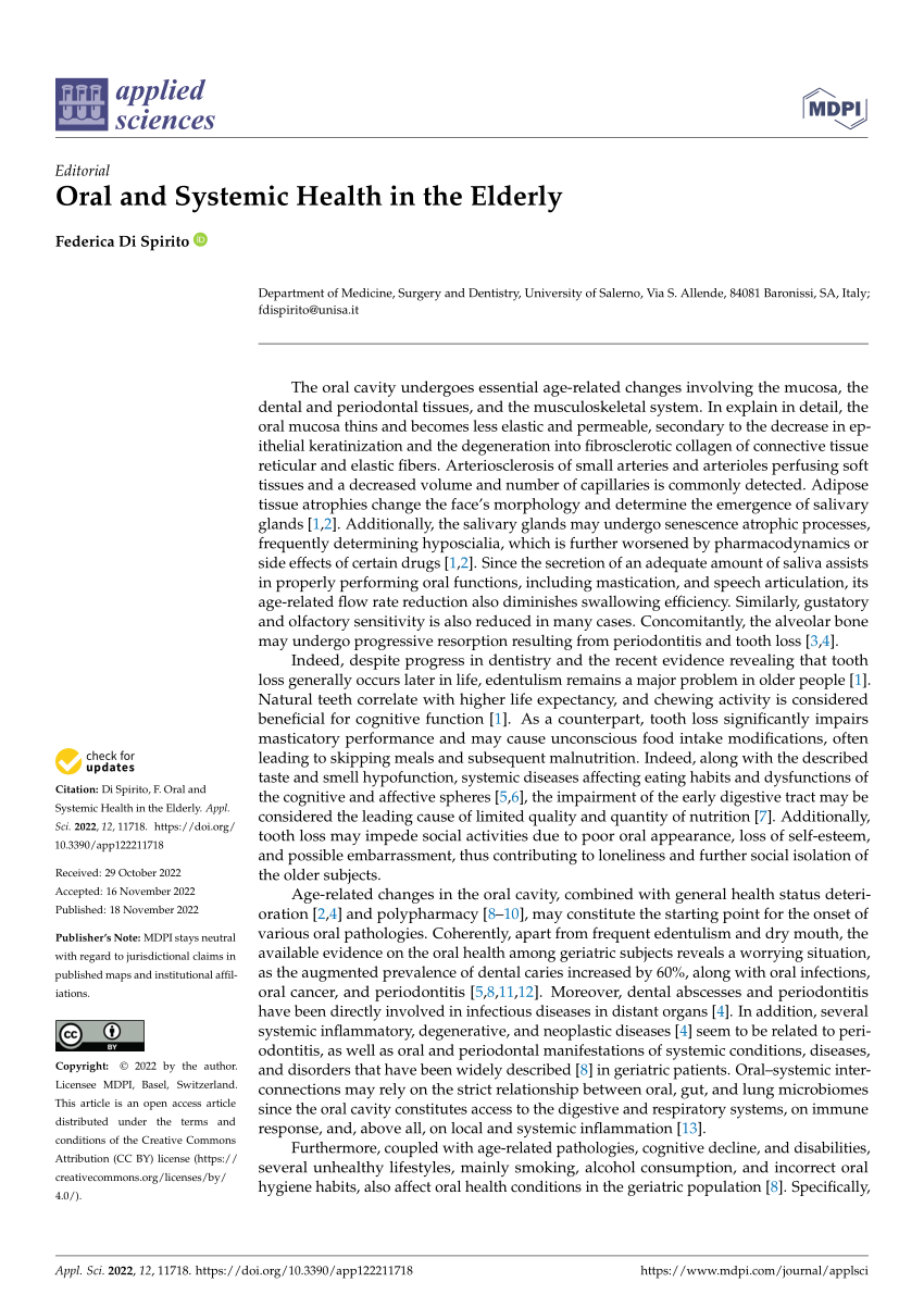 (PDF) Oral and Systemic Health in the Elderly