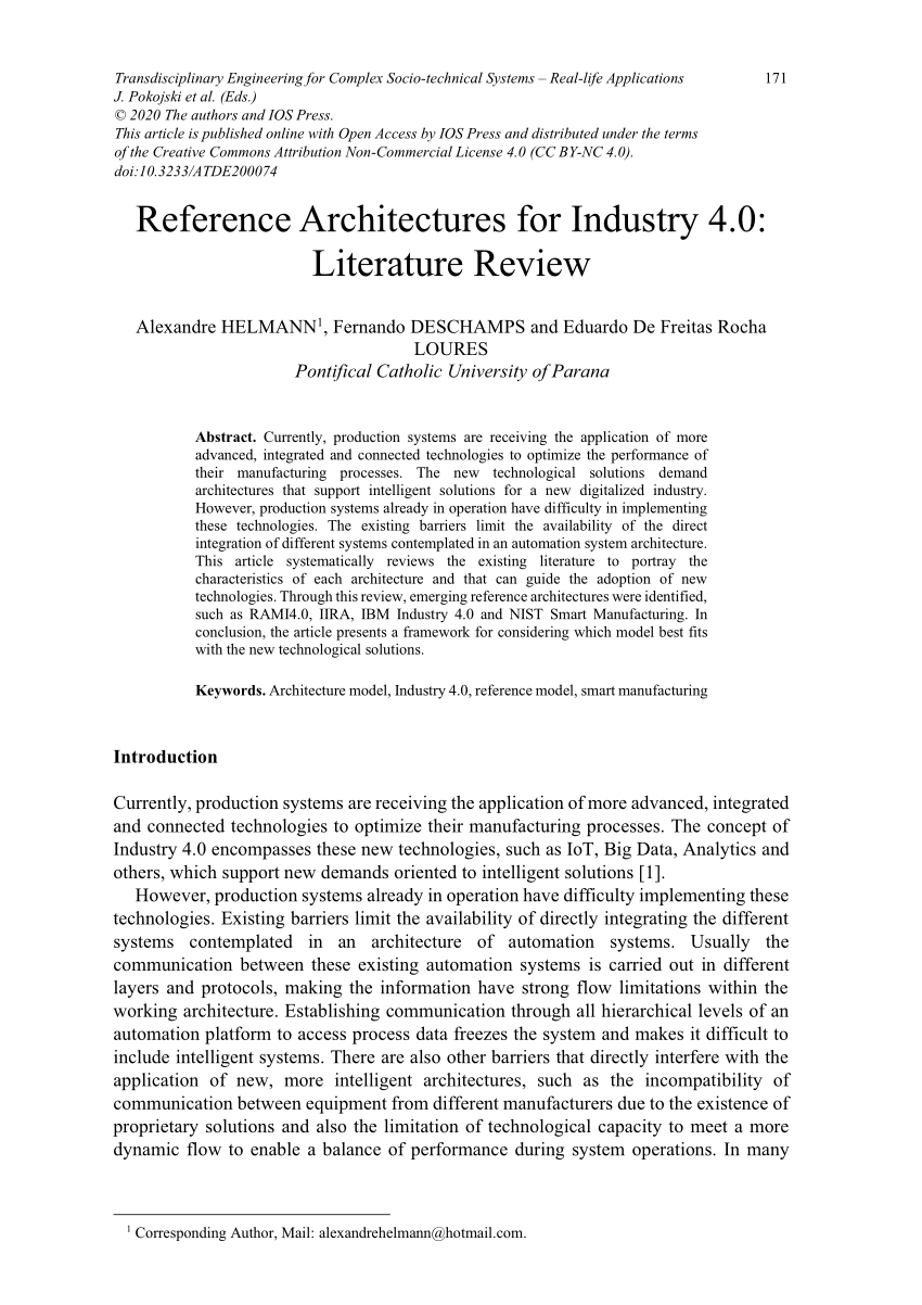 literature review of industry 4.0 and related technologies