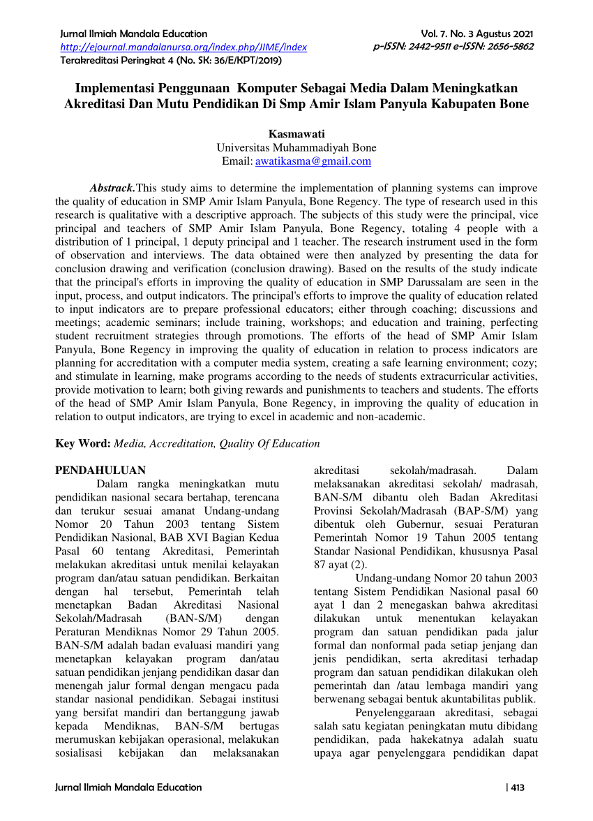 Pdf Implementasi Penggunaan Komputer Sebagai Media Dalam Meningkatkan Akreditasi Dan Mutu 7442