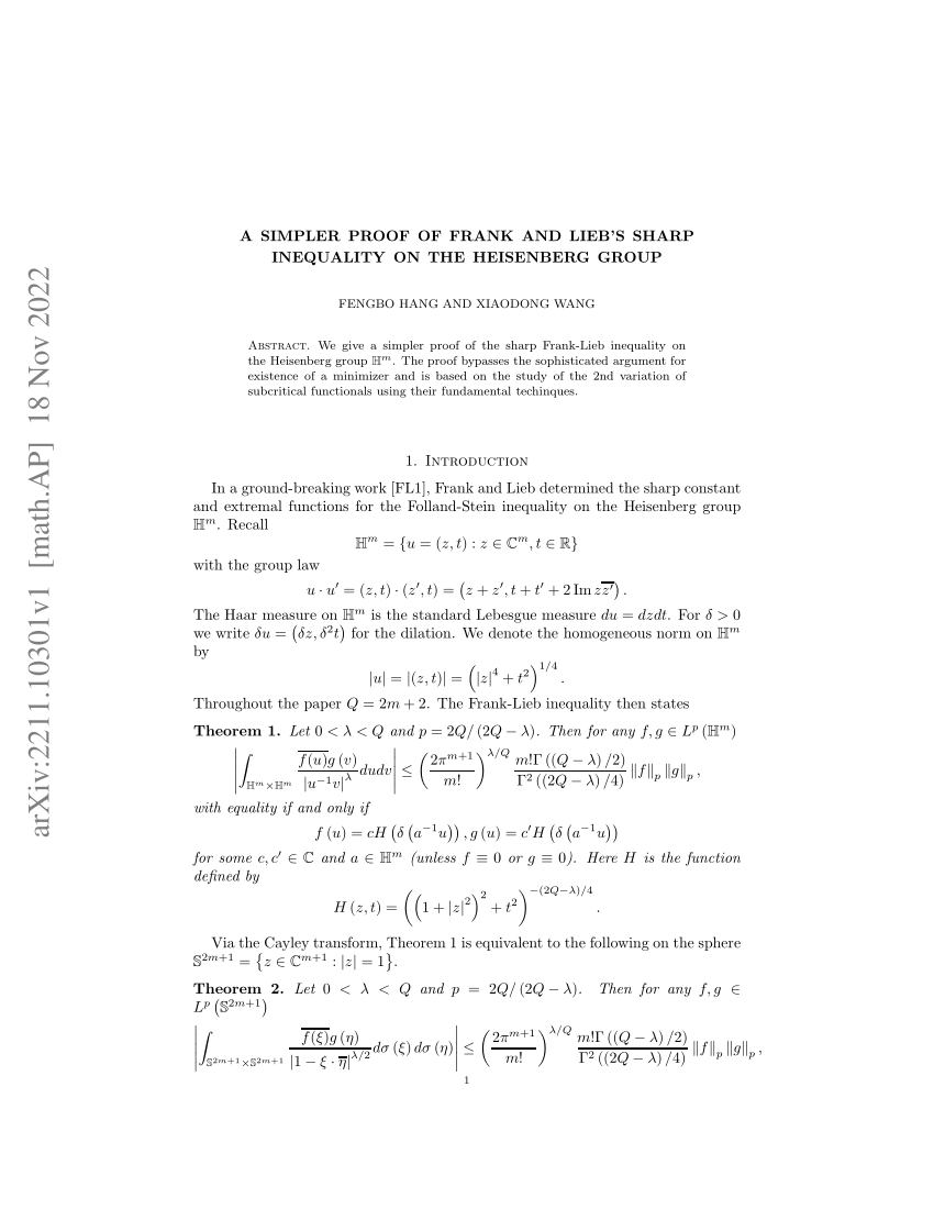 (PDF) A Simpler Proof of Frank and Lieb's Sharp Inequality on the
