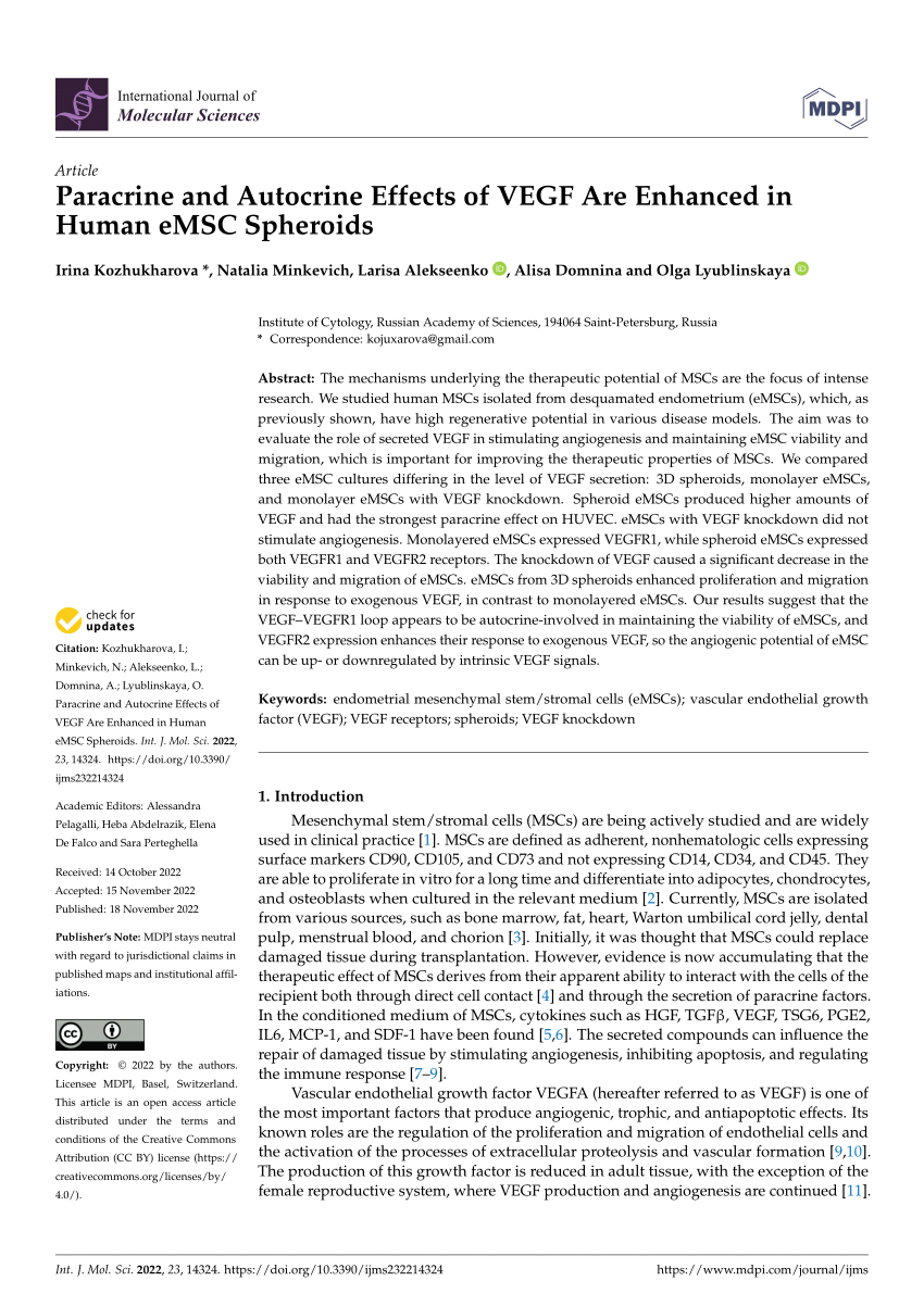 Pdf Paracrine And Autocrine Effects Of Vegf Are Enhanced In Human