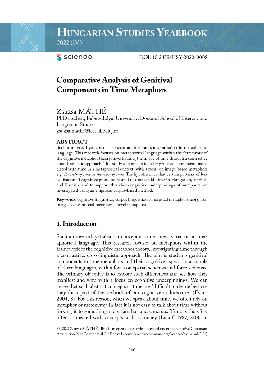 PDF) Comparative Analysis of Genitival Components in Time Metaphors