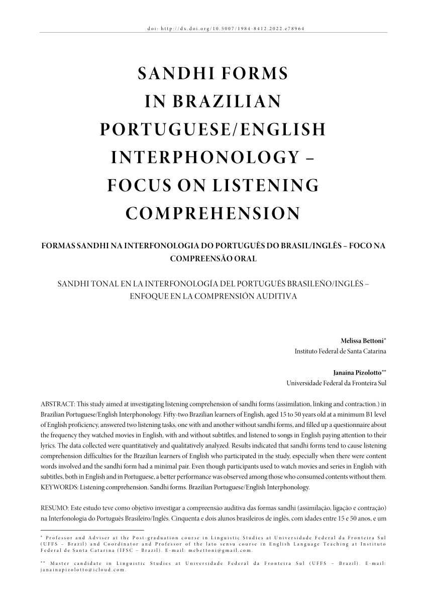 PDF) A consciência de processos de redução fonológica no inglês como LE