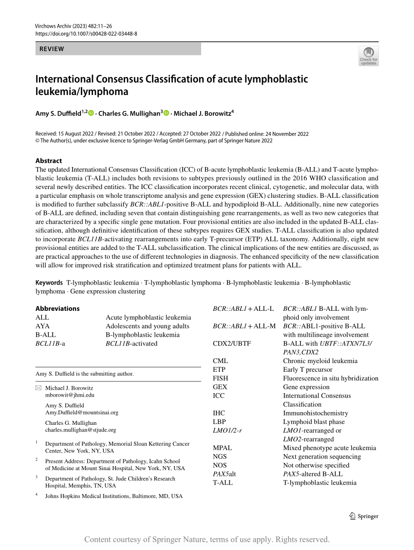 acute lymphoblastic leukemia research paper