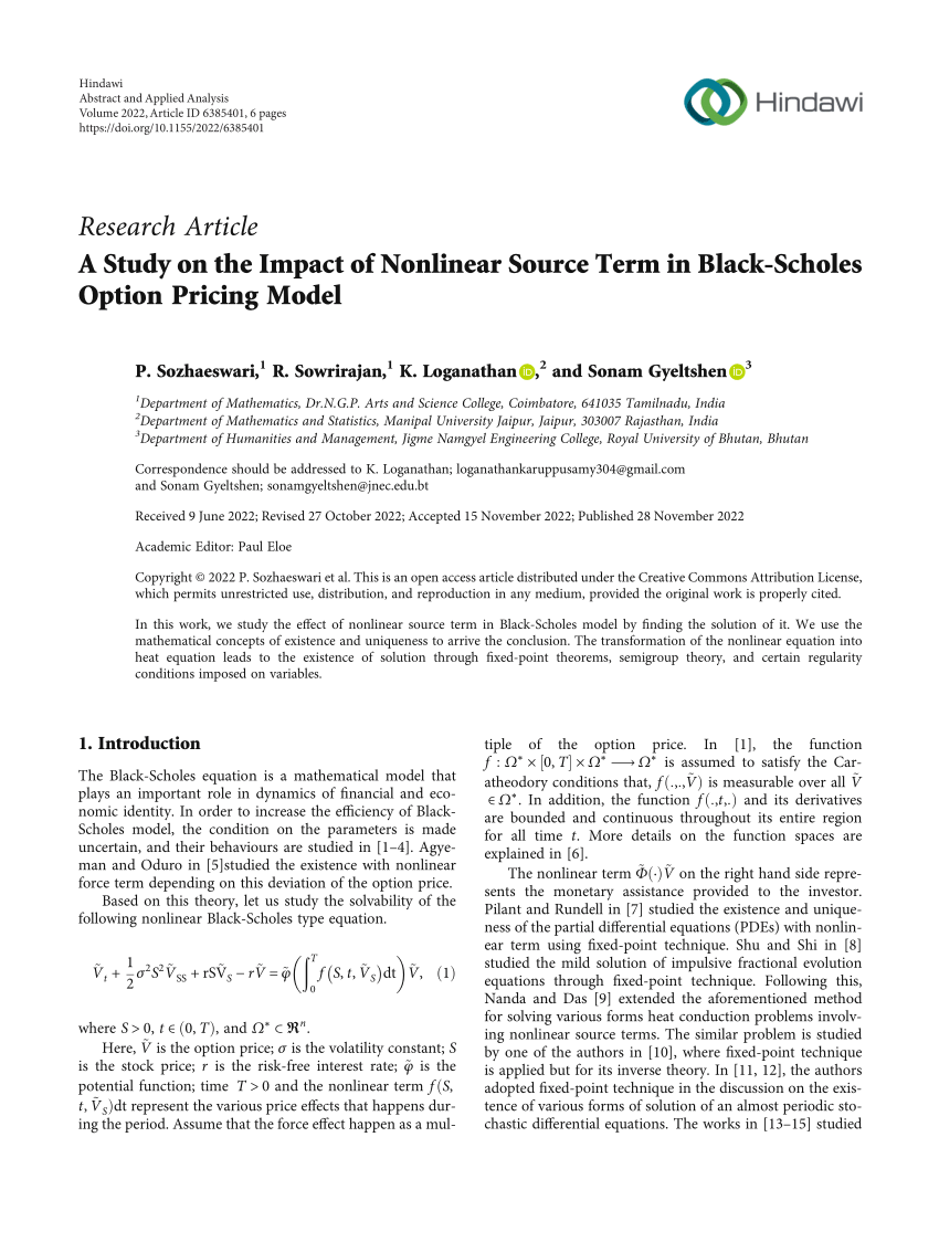 PDF) A Study on the Impact of Nonlinear Source Term in Black ...