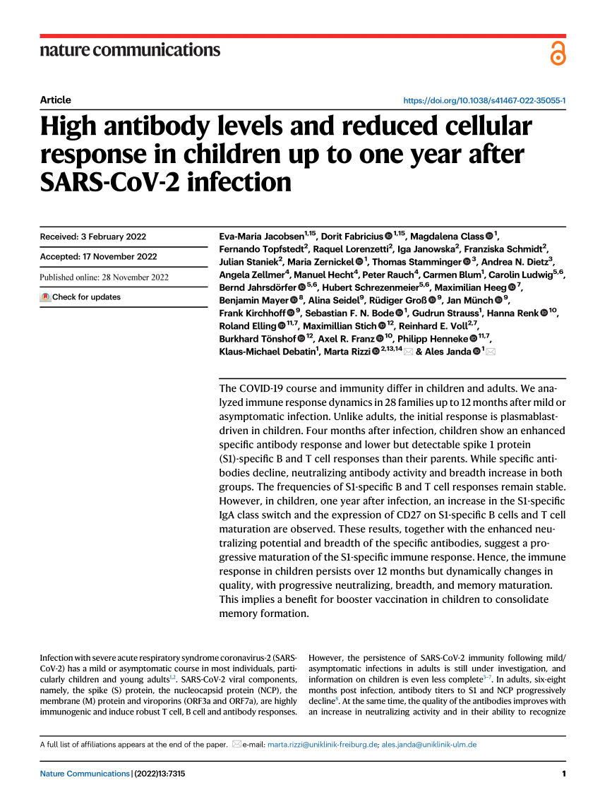 PDF) High antibody levels and reduced cellular response in