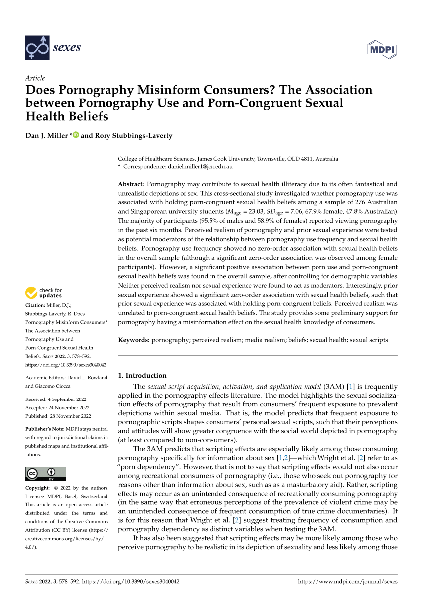 PDF) Does Pornography Misinform Consumers? The Association between Pornography Use and Porn-Congruent Sexual Health Beliefs