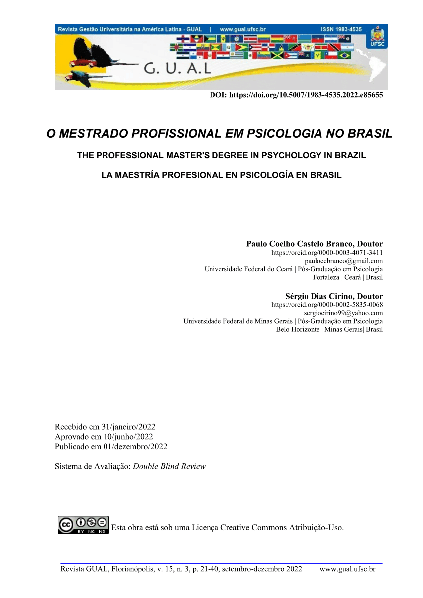 (PDF) O mestrado profissional em psicologia no Brasil