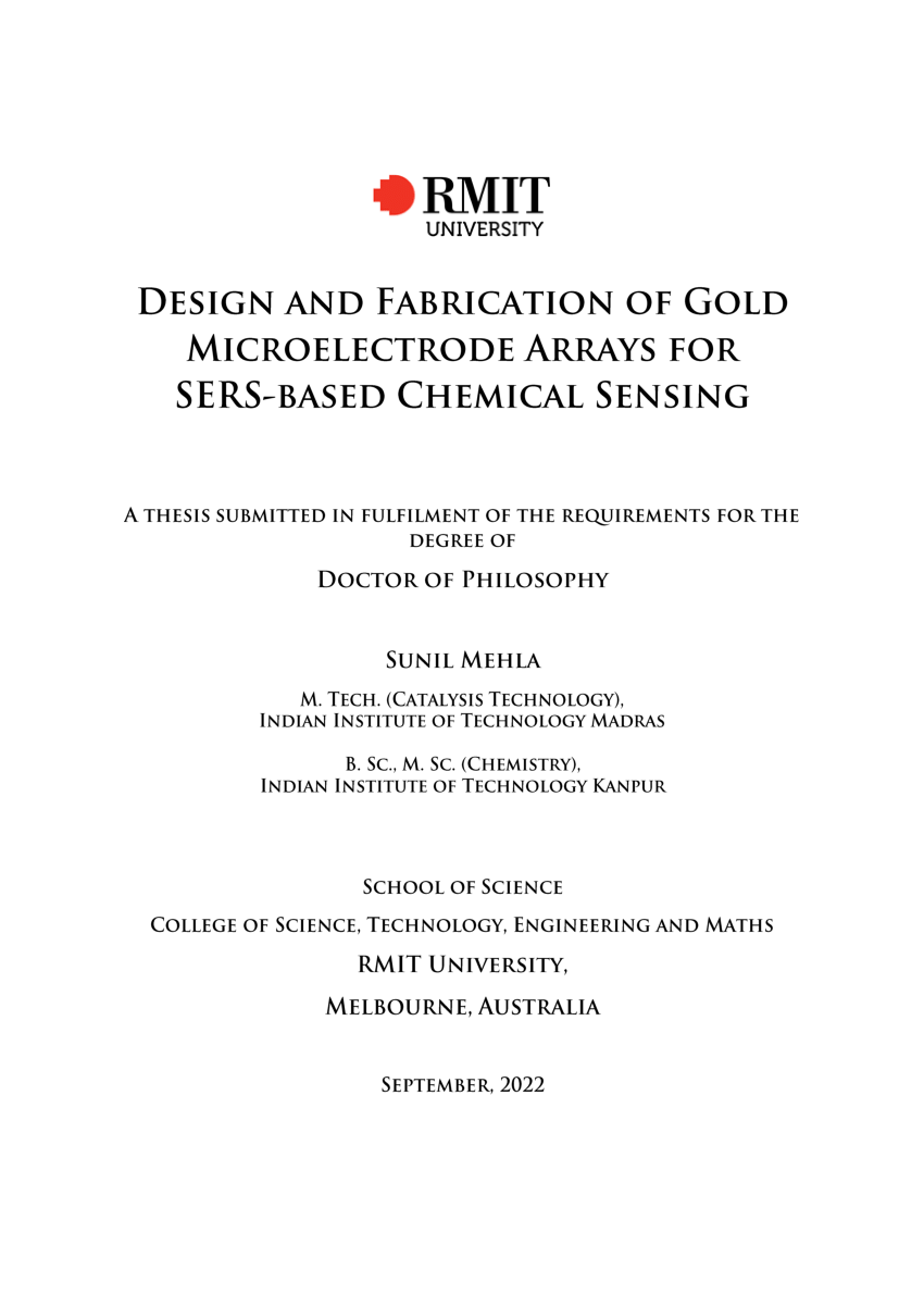 PDF) Design and Fabrication of Gold Microelectrode Arrays for SERS 