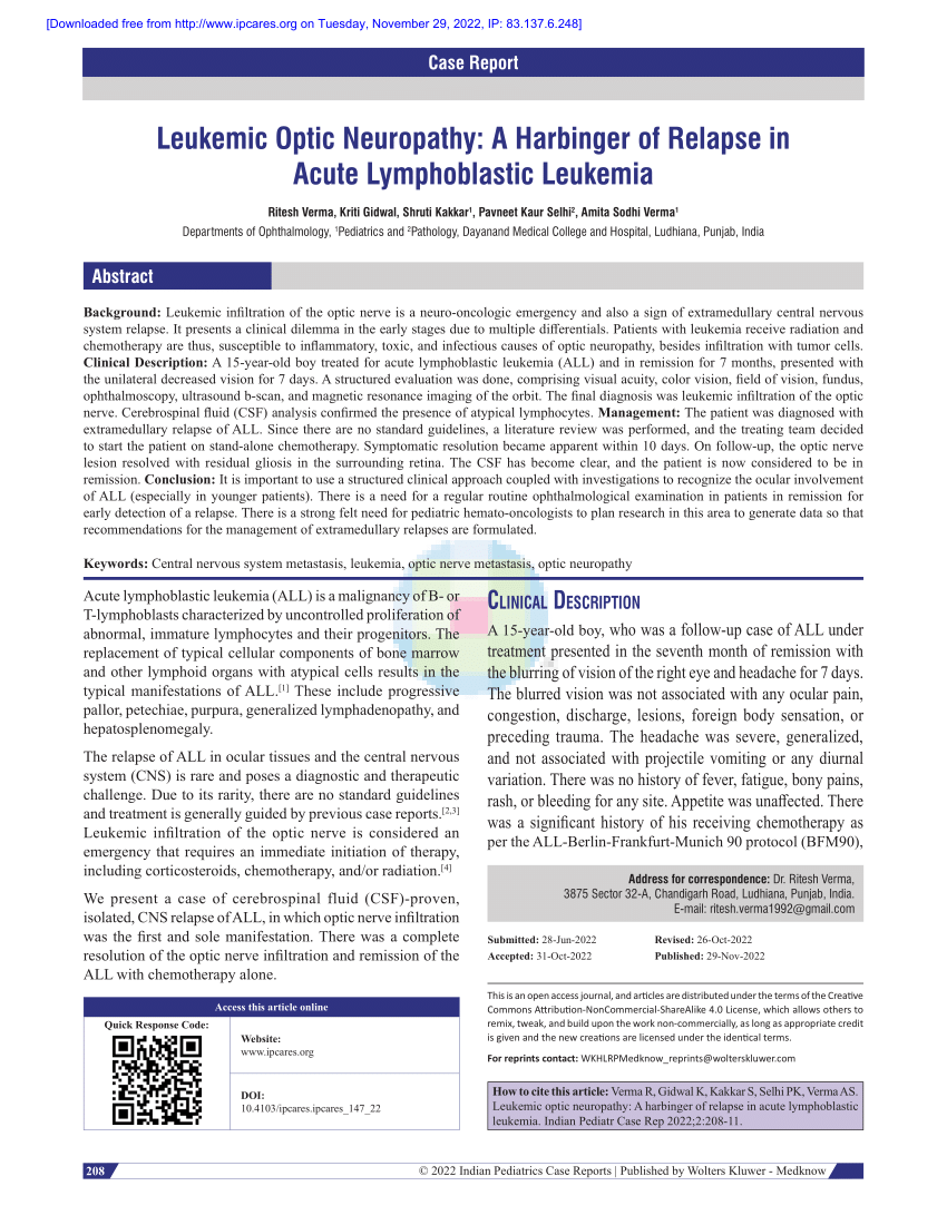 acute lymphoblastic leukemia research paper