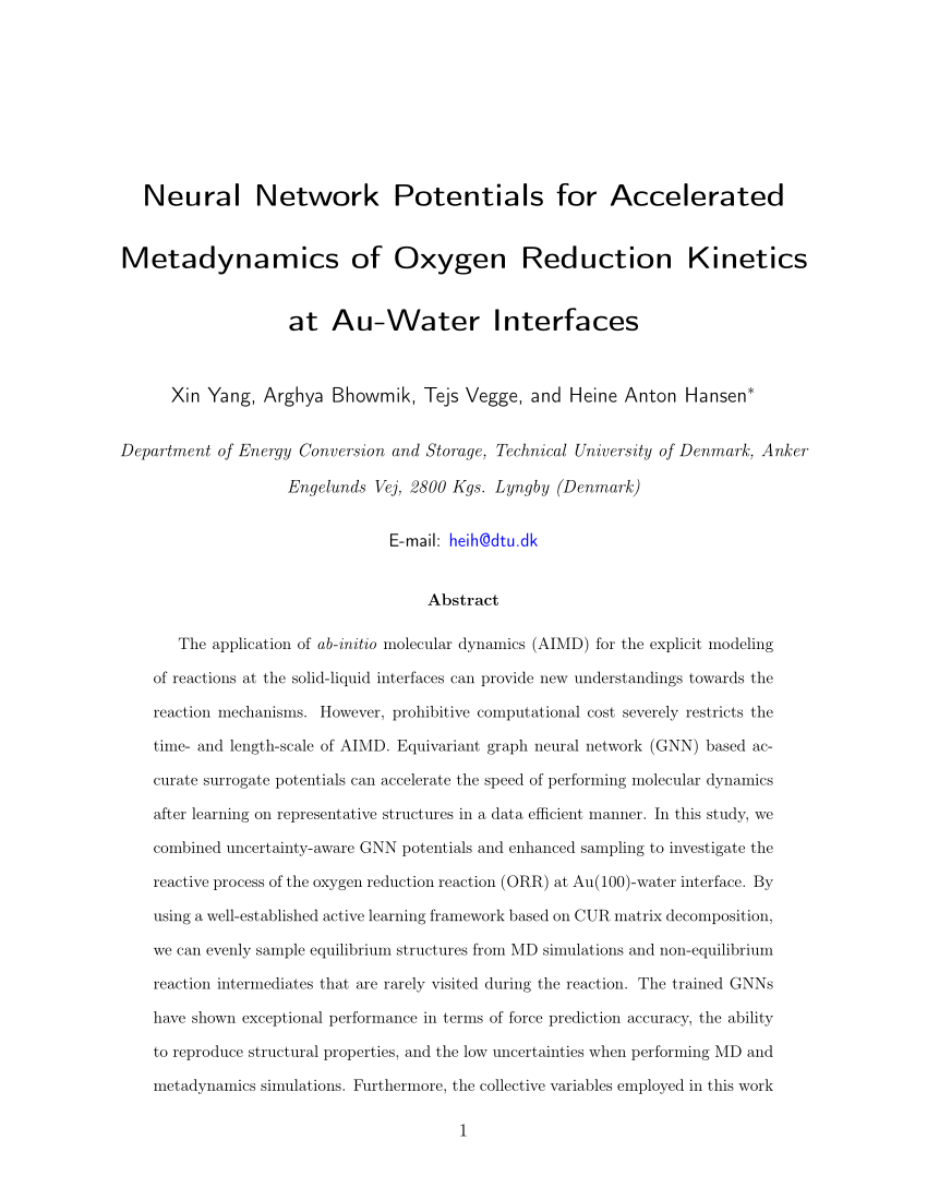 PDF) Neural Network Potentials for Accelerated Metadynamics of