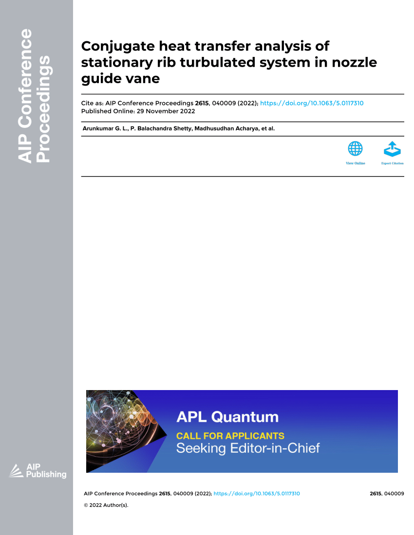 PDF) Conjugate heat transfer analysis of stationary rib turbulated 