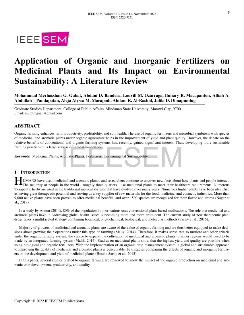 literature review on inorganic fertilizer pdf