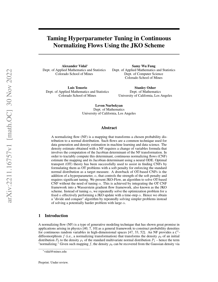 PDF) Taming Hyperparameter Tuning in Continuous Normalizing Flows 