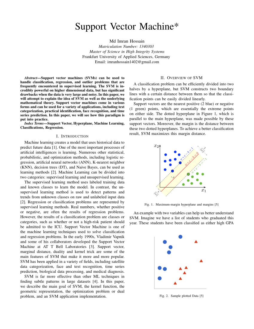 support vector machine research paper