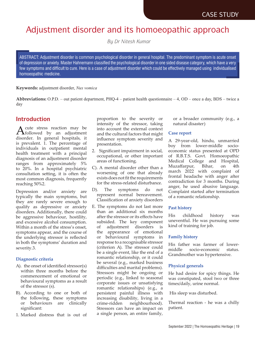 case study example of adjustment disorder