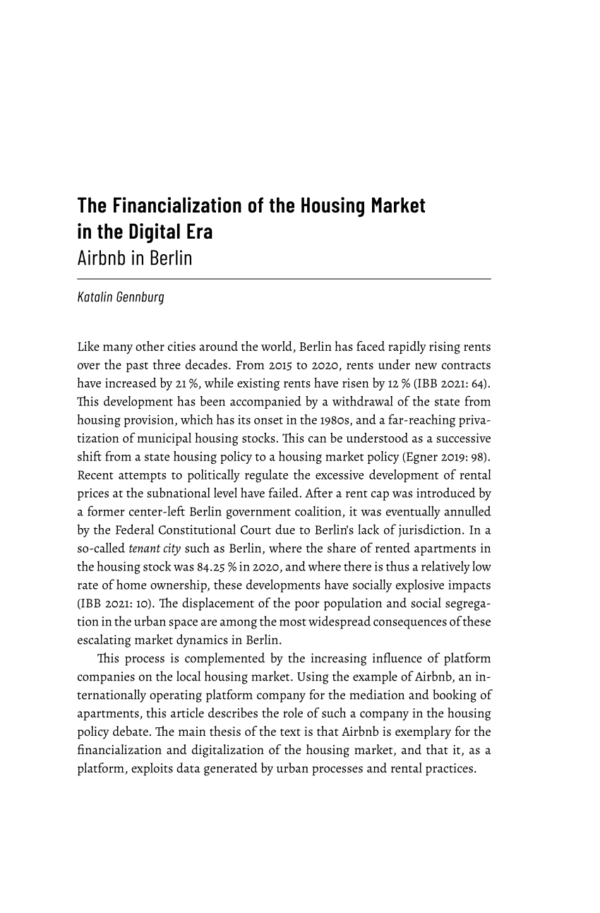 financialization of housing assignment