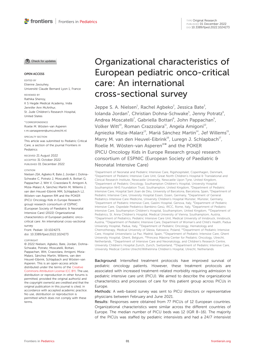 (PDF) Organizational characteristics of European pediatric onco