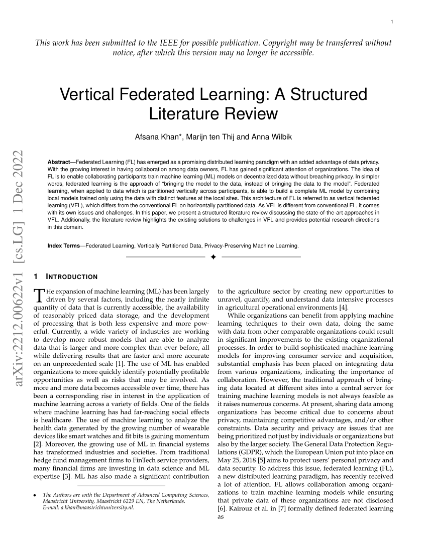 vertical federated learning a structured literature review
