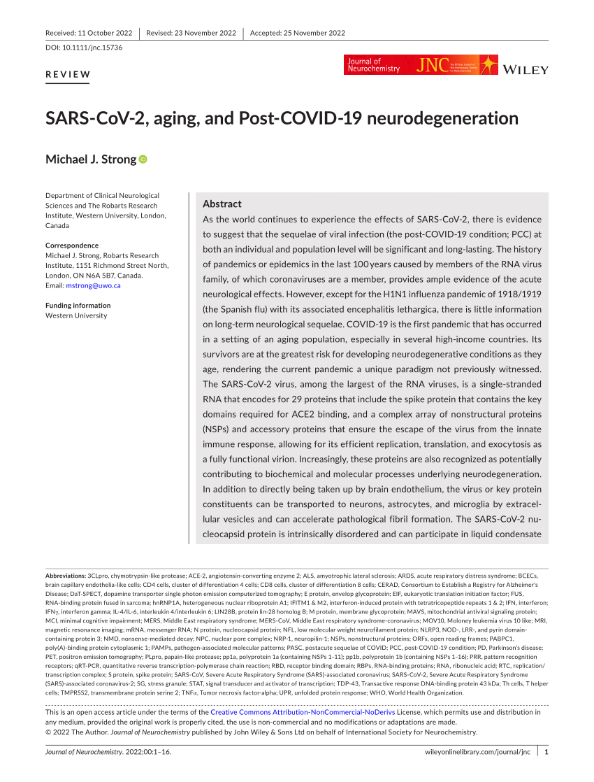 PDF SARS‐CoV‐2 aging and Post‐COVID‐19 neurodegeneration 