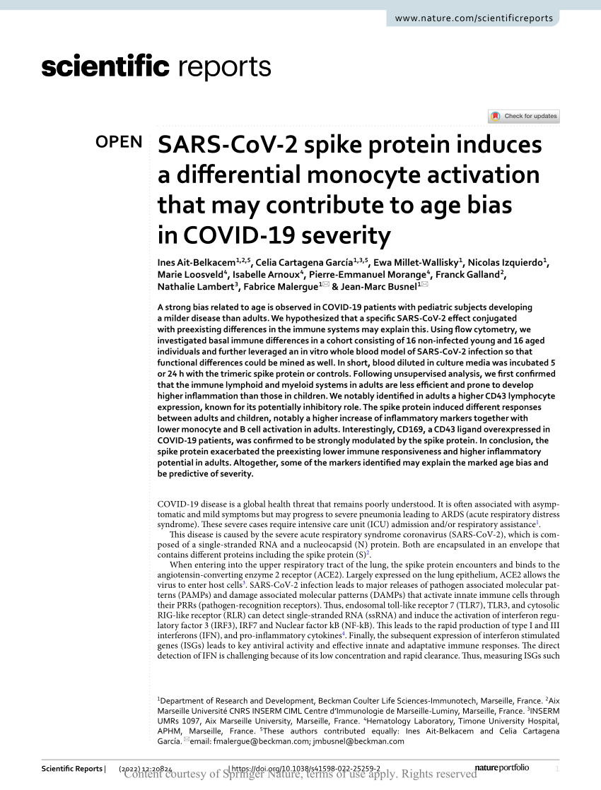 (PDF) SARS-CoV-2 spike protein induces a differential monocyte