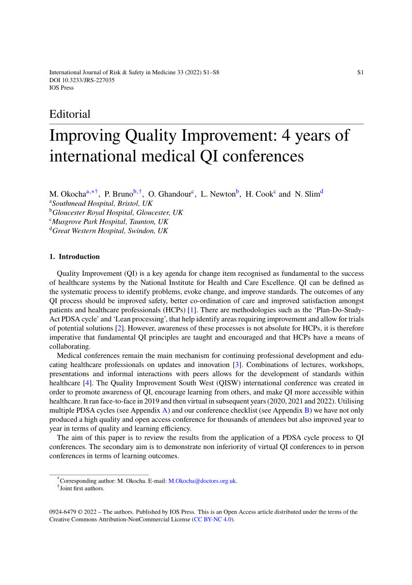 (PDF) Improving Quality Improvement 4 years of international medical