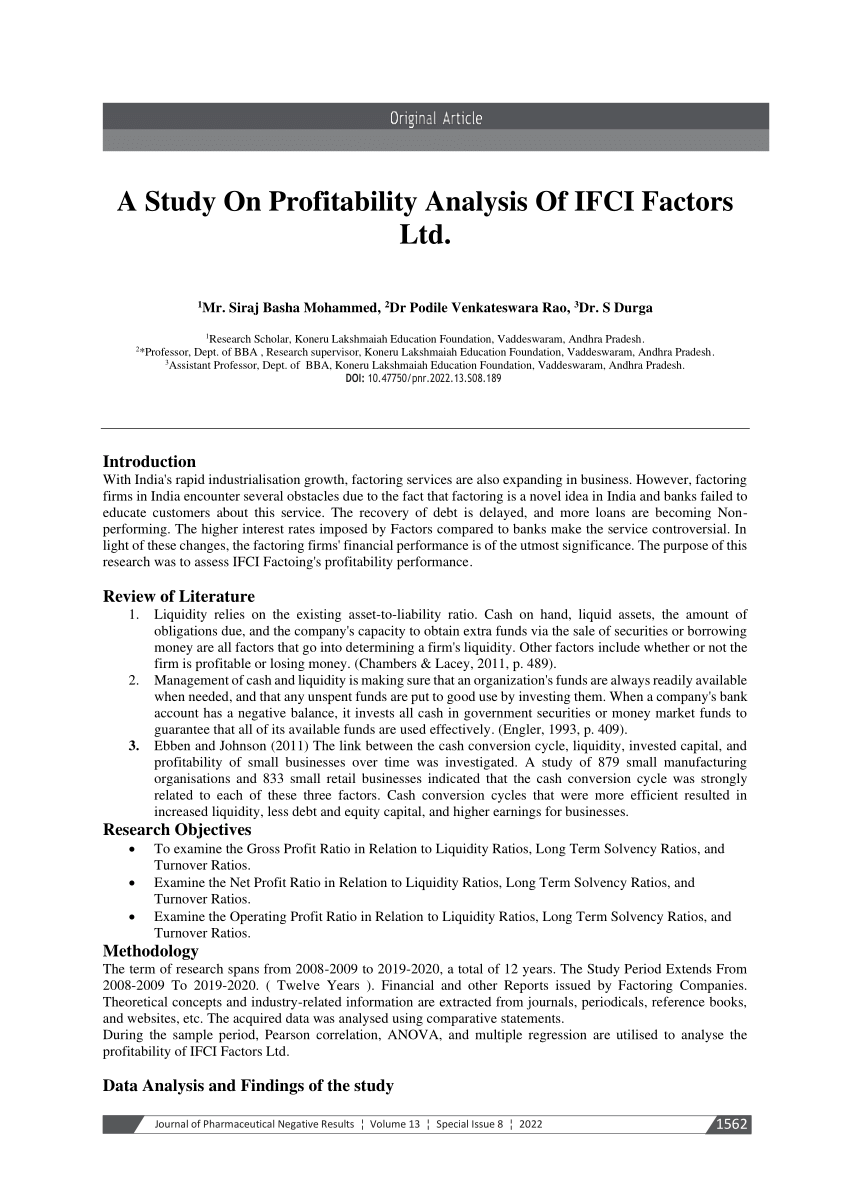 thesis on profitability analysis