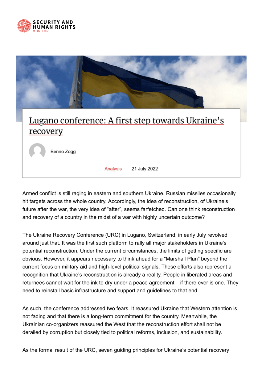 (PDF) Lugano conference first step towards Ukraine's recovery