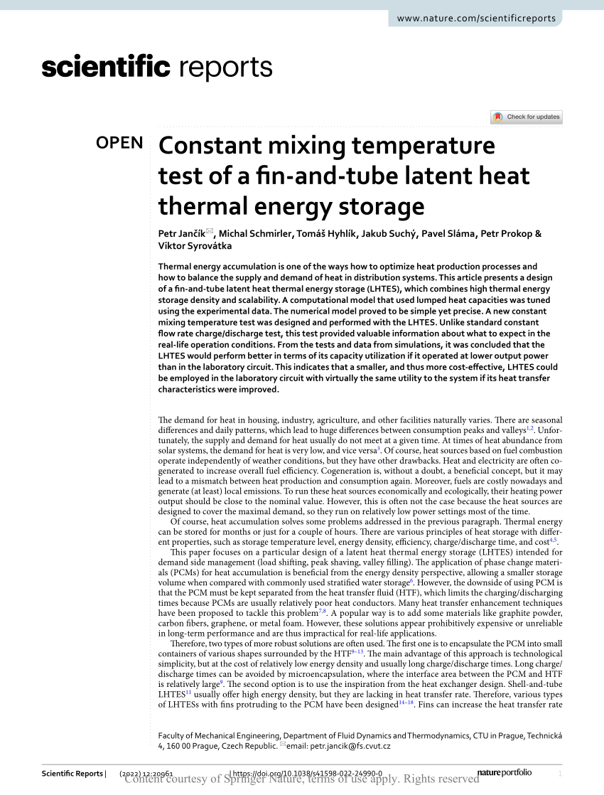 PDF) Constant mixing temperature test of a fin-and-tube latent 