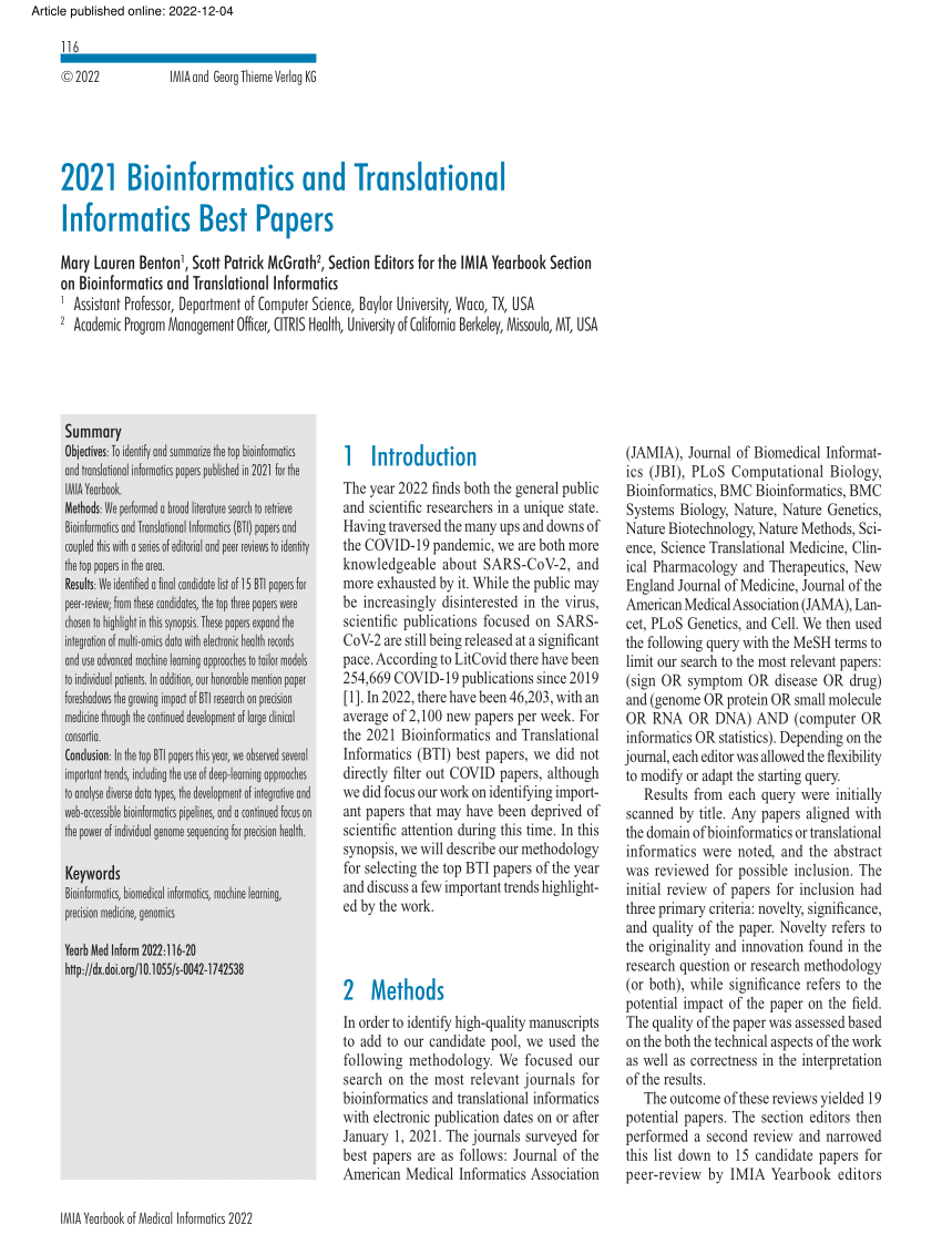 bioinformatics research paper