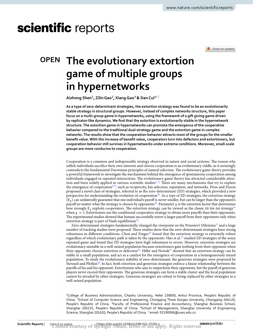 PDF) The evolutionary extortion game of multiple groups in 