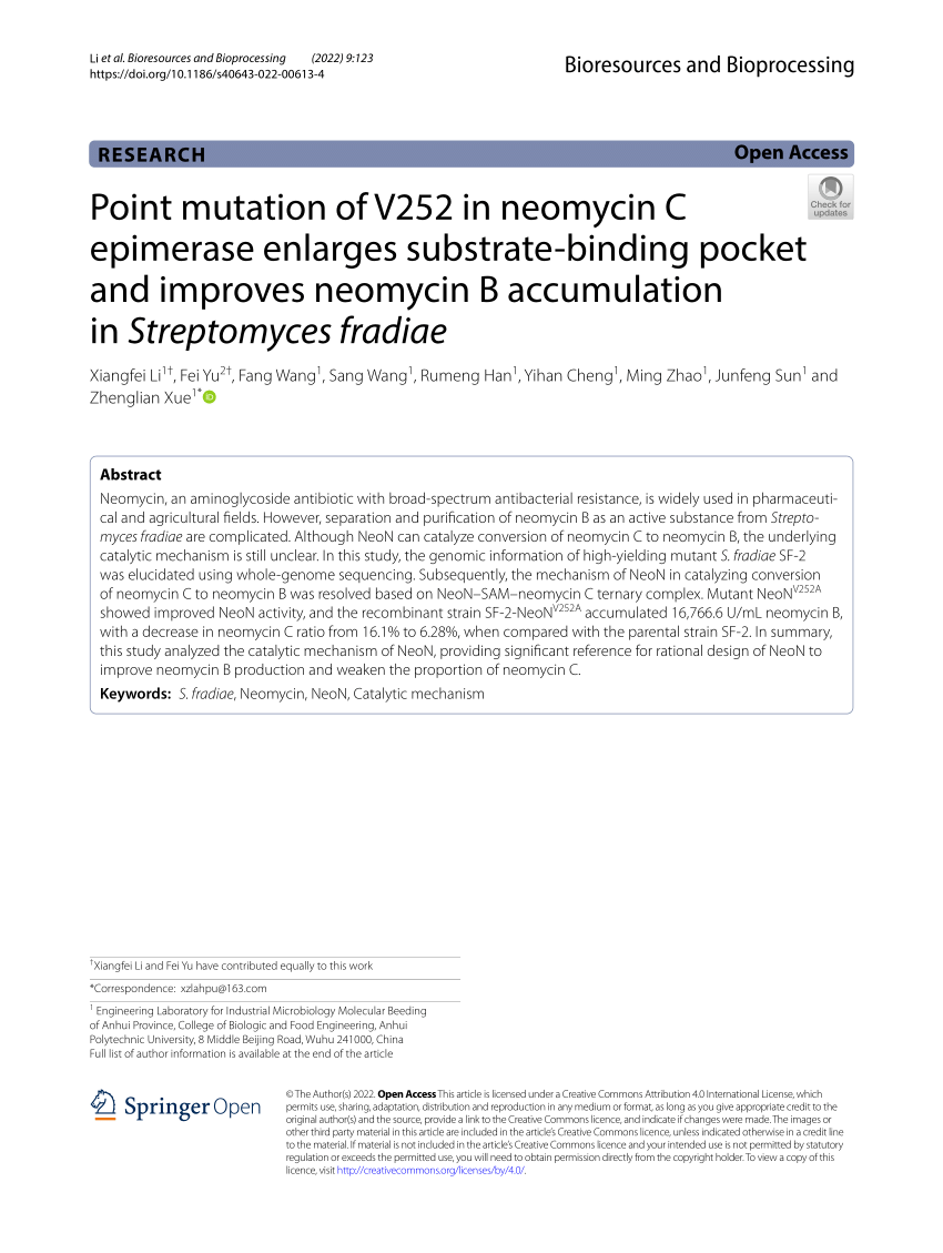 Pdf Point Mutation Of V252 In Neomycin C Epimerase Enlarges Substrate Binding Pocket And