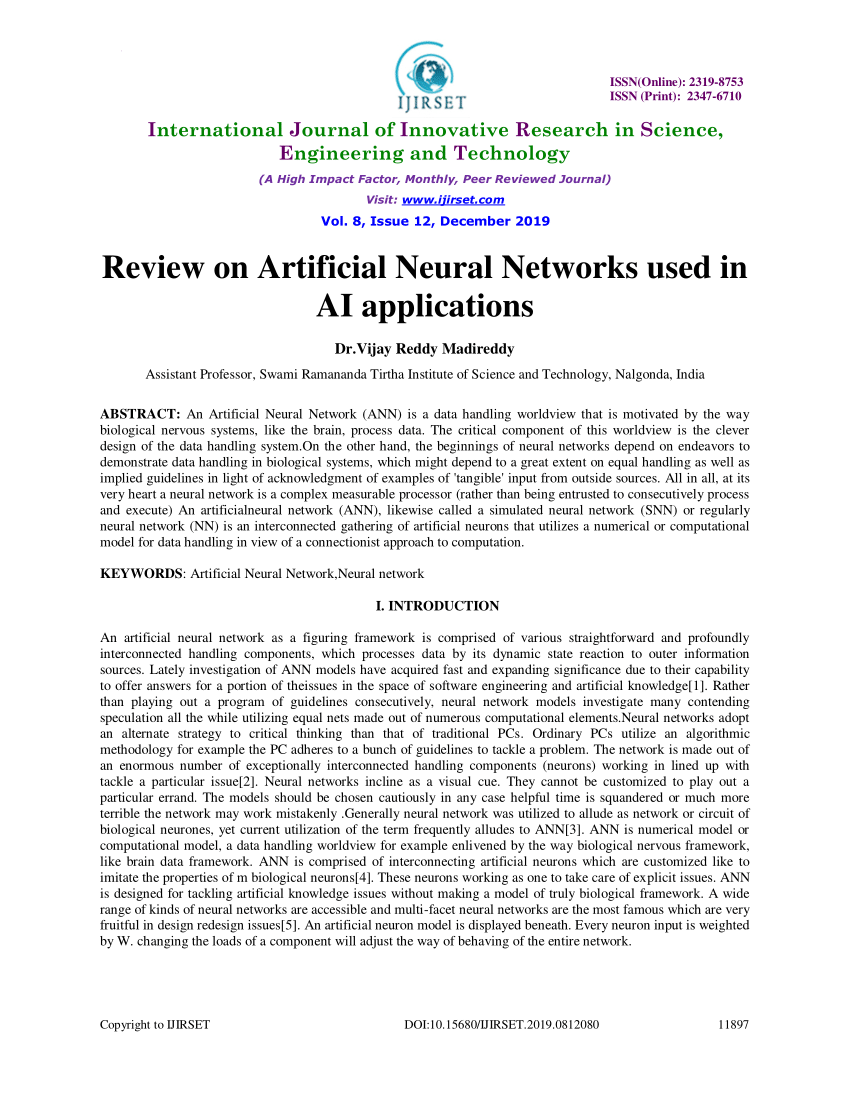 research papers on artificial neural networks