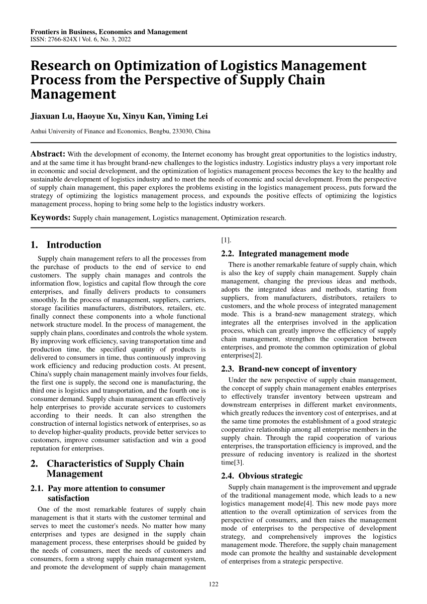 research topics in procurement and logistics management pdf