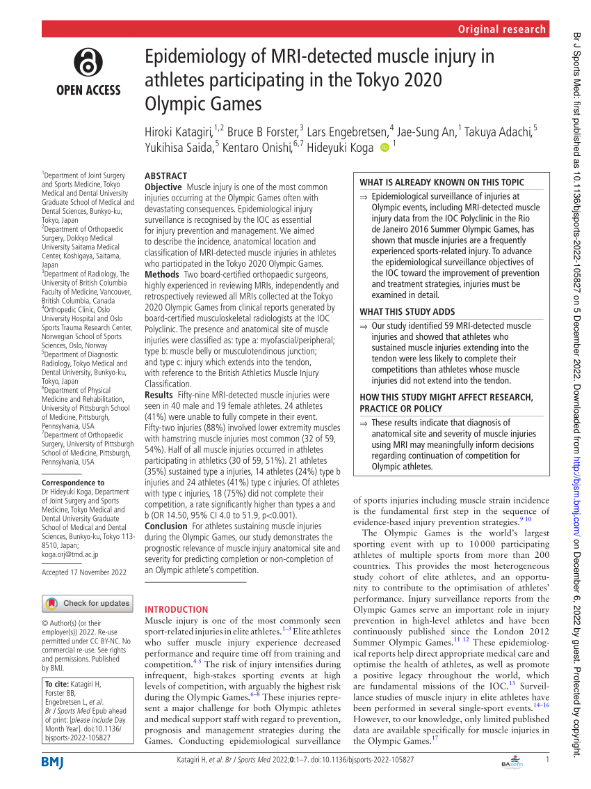 (PDF) Epidemiology of MRIdetected muscle injury in athletes