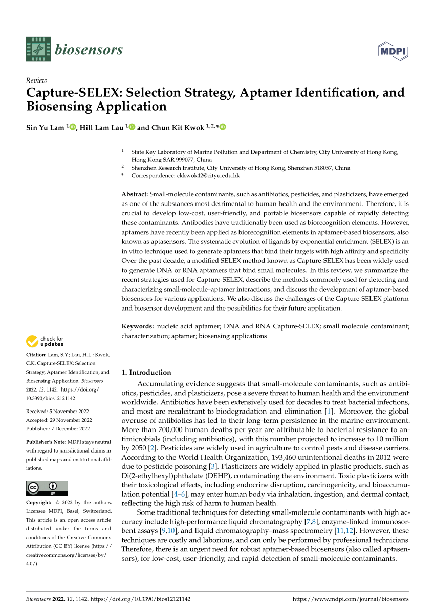 (PDF) Capture-SELEX: Selection Strategy, Aptamer Identification, and ...