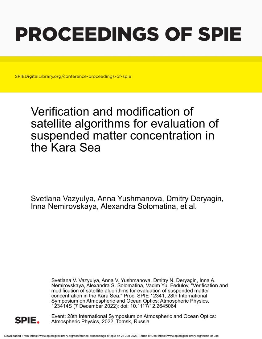 PDF Verification and modification of satellite algorithms for  