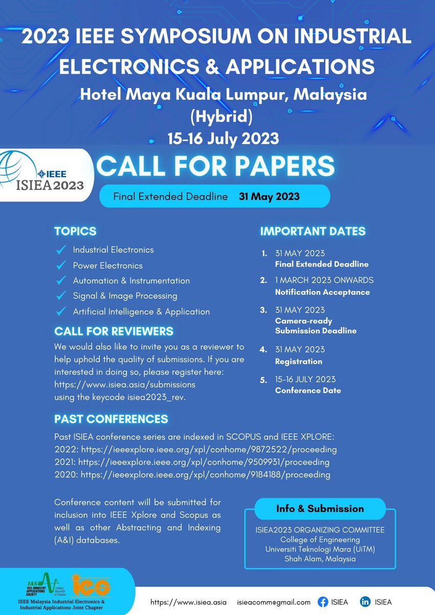 (PDF) Call for Papers and Reviewers 2023 IEEE Symposium on Industrial