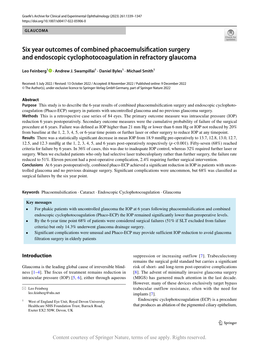 Six year of combined phacoemulsification surgery and