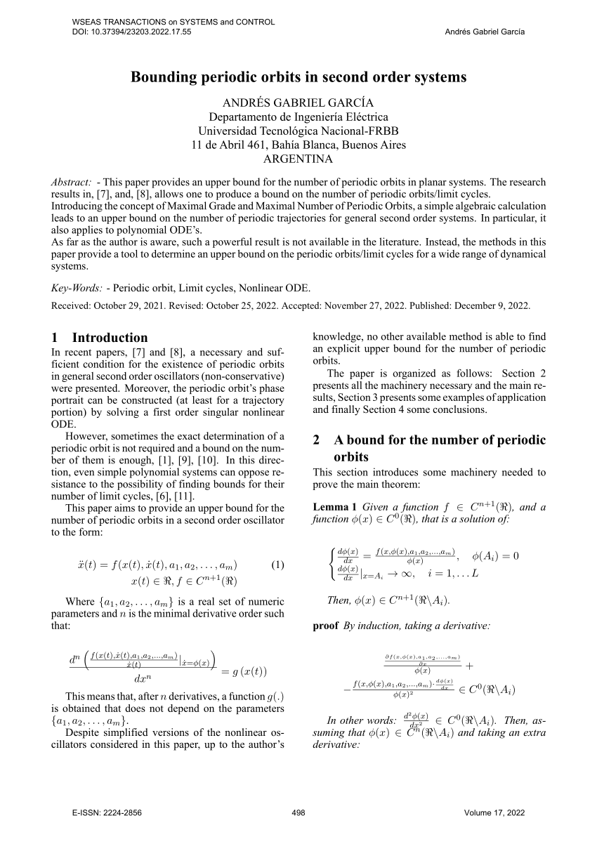 (PDF) Bounding Periodic Orbits in Second Order Systems