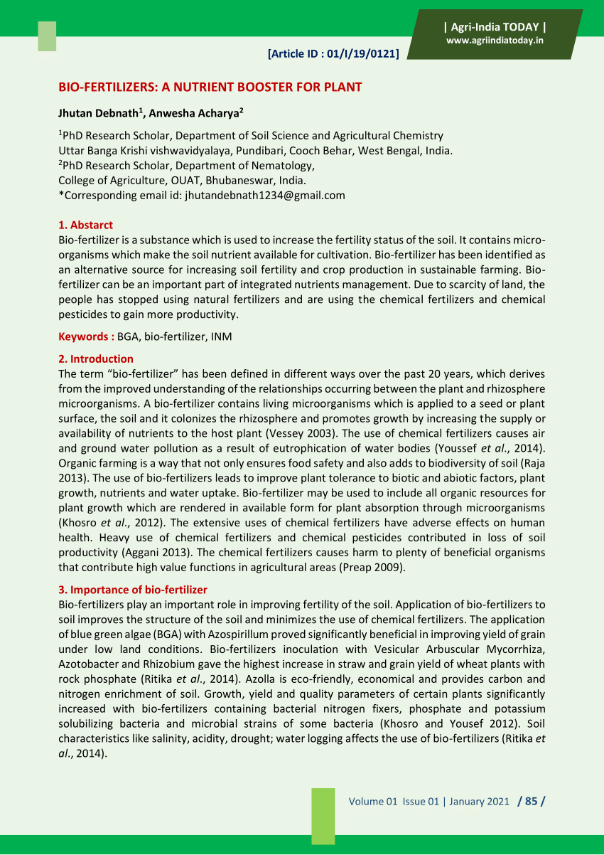 research paper on biofertilizers