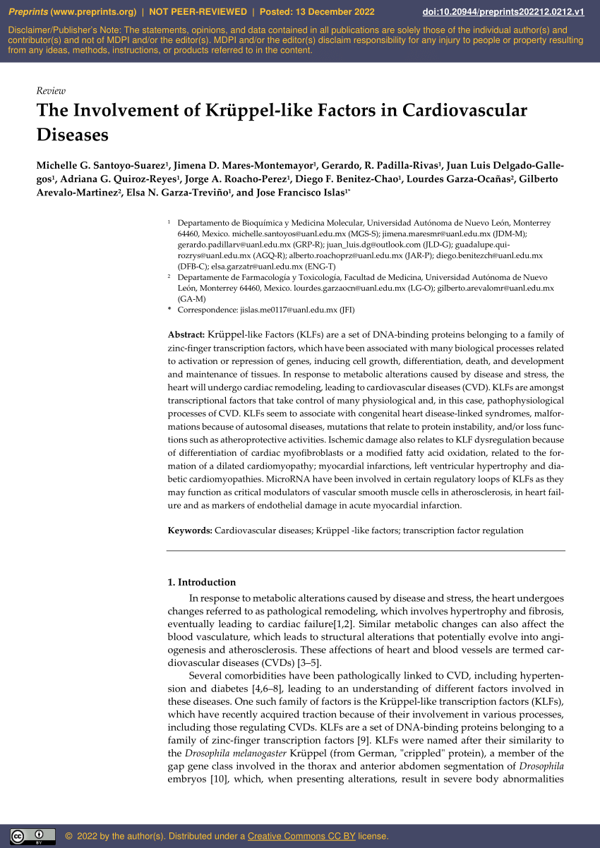 PDF) The Involvement of Krüppel-like Factors in Cardiovascular ...